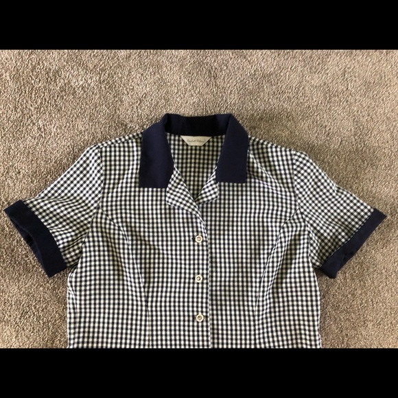 Elizabeth Williams Vintage Blouse Top Button Up Size XL Checkered Workwear - Picture 8 of 12